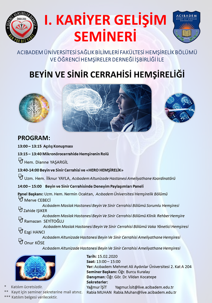 I. Kariyer Gelişim Semineri "Beyin ve Sinir Cerrahisi Hemşireliği"