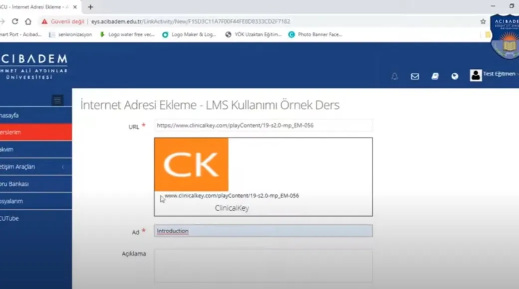 EYS'ye link aktivitesi nasıl eklenir?
